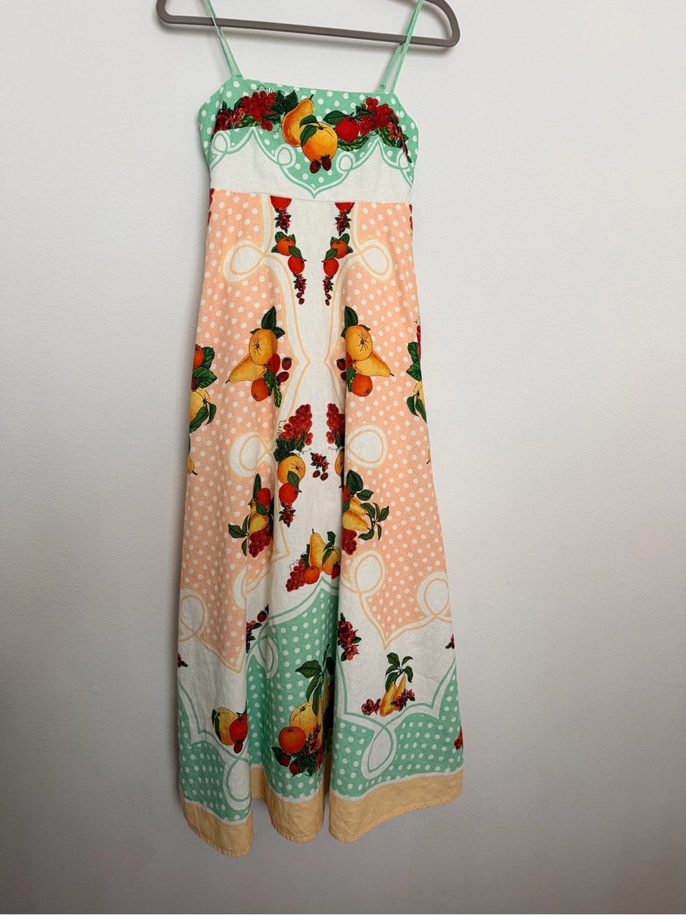 Caroline Constas Fruit-Print Maxi Linen Cotton Dress Size XS - Picture 6 of 14